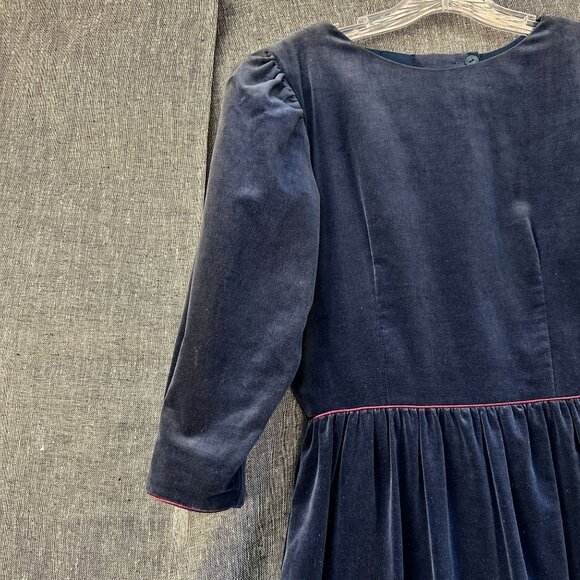 Vintage Lang Originals Navy Blue Long Sleeve Dress Red Size 5/6 USA - Picture 9 of 12